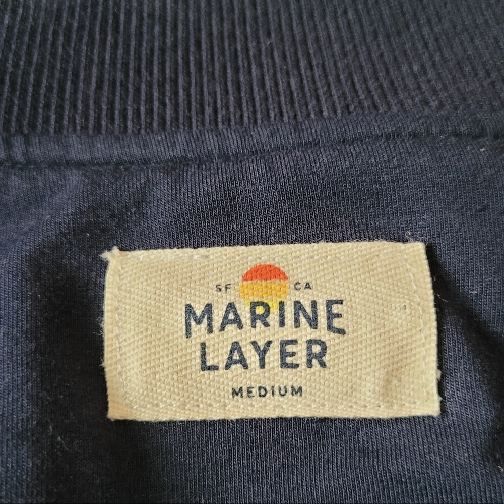 Marine Layer Jacket Auckland Velour Bomber Navy Stripe Zip Up Track Coat - Picture 6 of 10